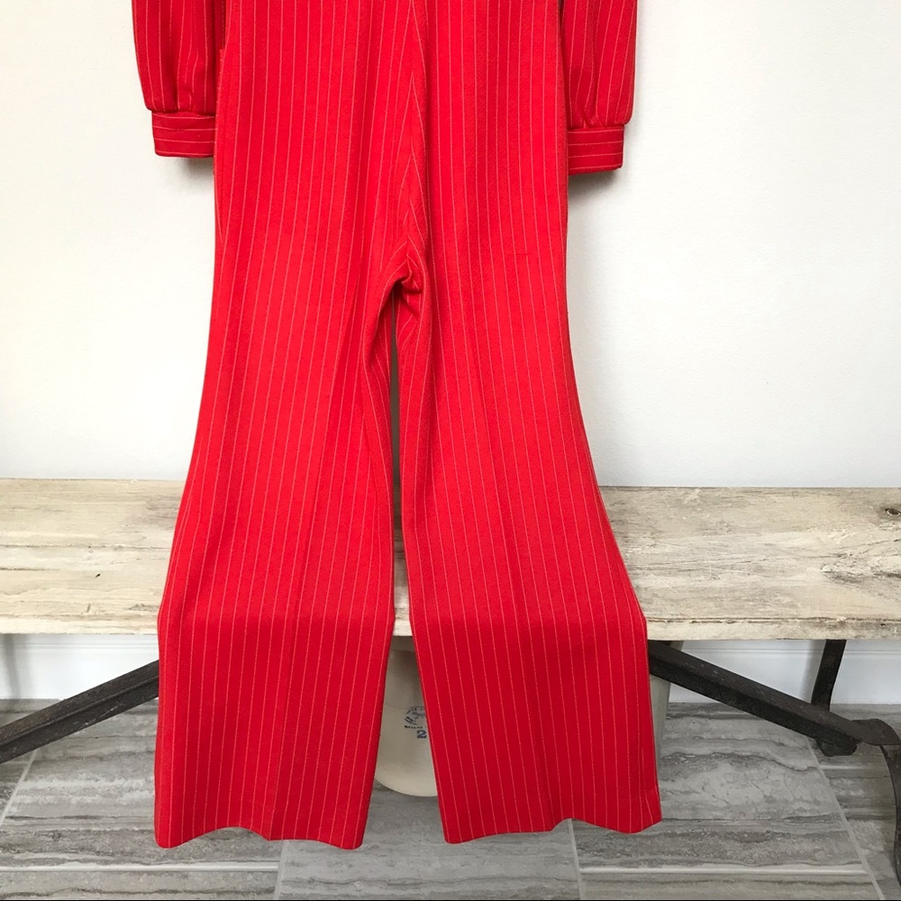 Strait Lane Vintage Red Stripe Jumpsuit 60s 70s Size 8 - Picture 6 of 11